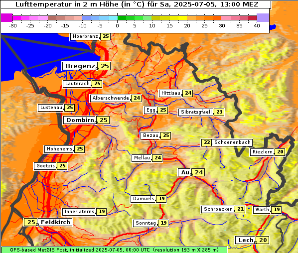 Temperatur, 5. 7. 2025