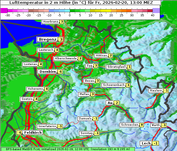 Temperatur, 20. 2. 2026