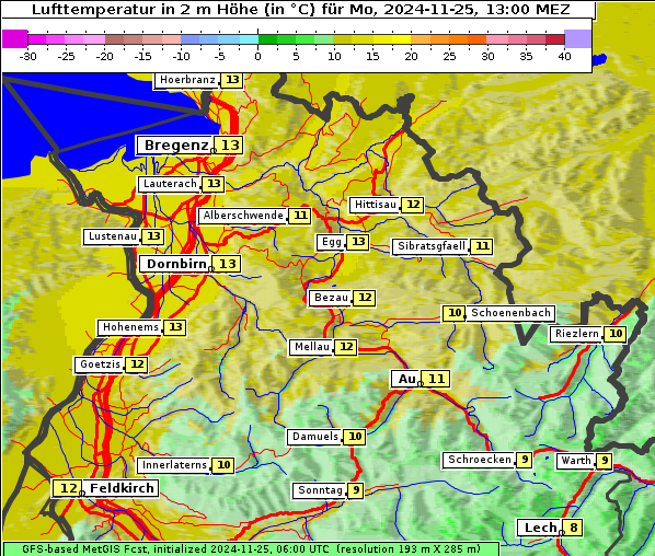 Temperatur, 25. 11. 2024