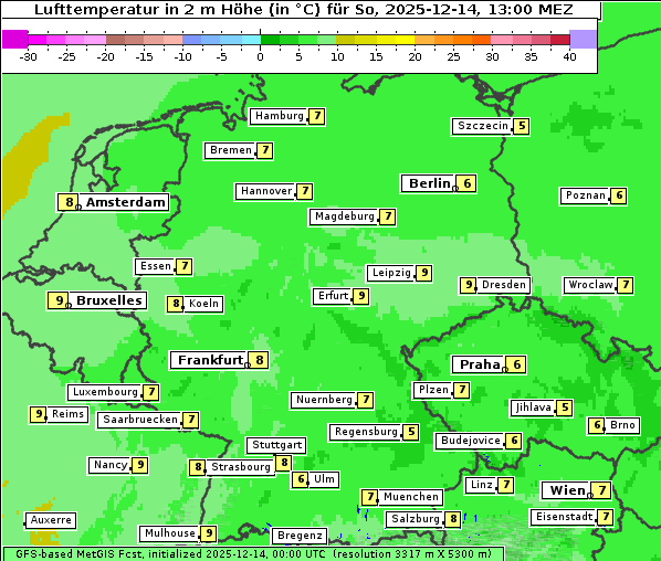 Temperatur, 14. 12. 2025