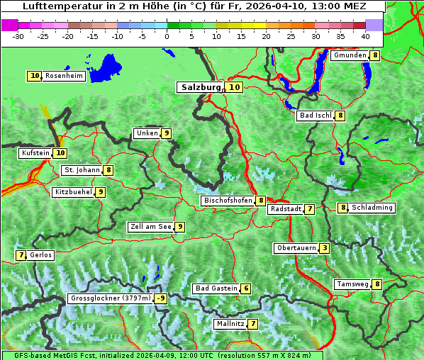 Temperatur, 10. 4. 2026
