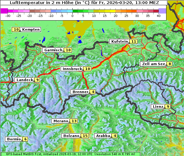 Temperatur, 20. 3. 2026