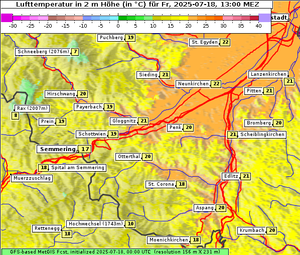 Temperatur, 18. 7. 2025