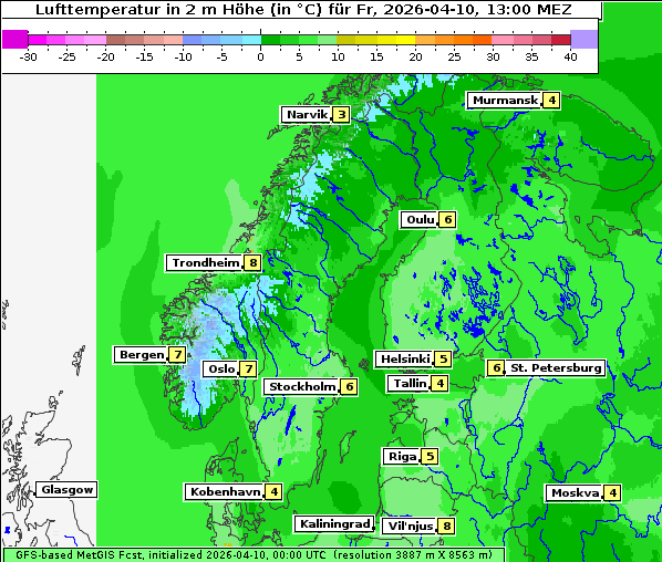 Temperatur, 10. 4. 2026
