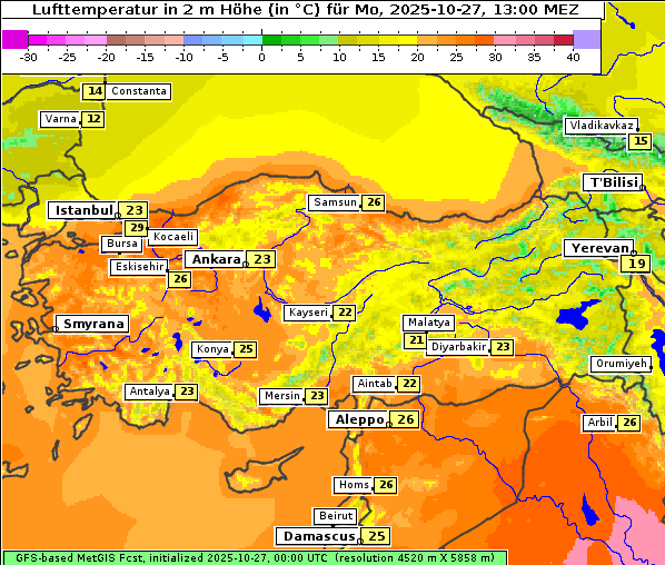 Temperatur, 27. 10. 2025