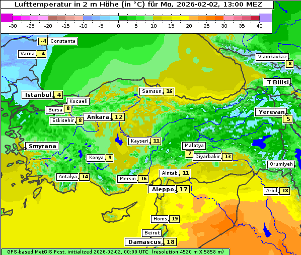 Temperatur, 2. 2. 2026