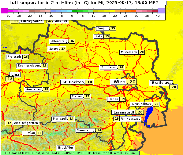 Temperatur, 17. 9. 2025