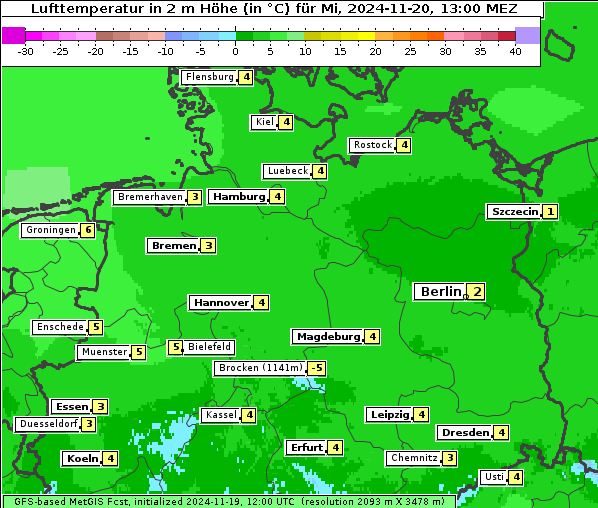 Temperatur, 20. 11. 2024