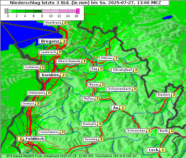 Niederschlag, 27. 7. 2025