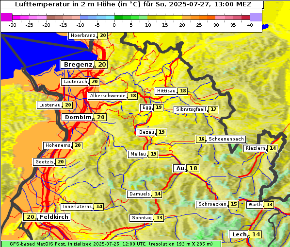 Temperatur, 27. 7. 2025