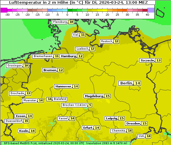 Temperatur, 24. 3. 2026
