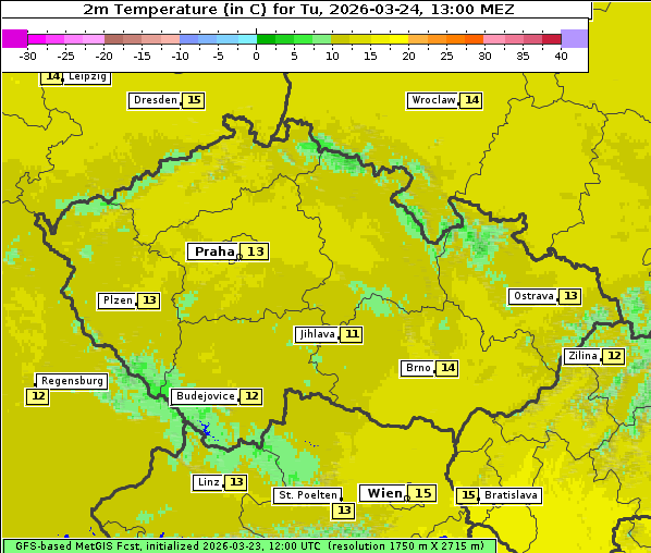 Temperatur, 24. 3. 2026