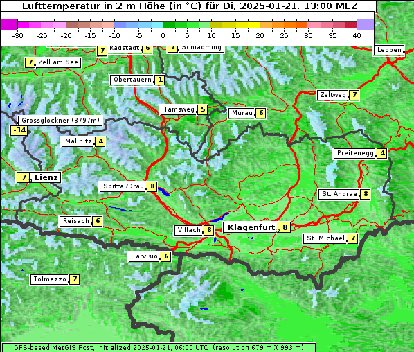 Temperatur, 21. 1. 2025