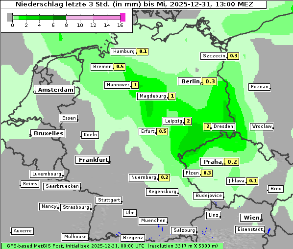 Niederschlag, 31. 12. 2025