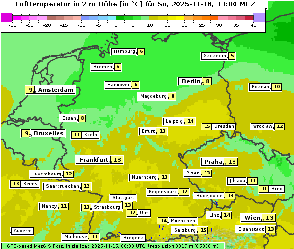 Temperatur, 16. 11. 2025