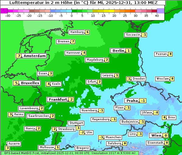 Temperatur, 31. 12. 2025