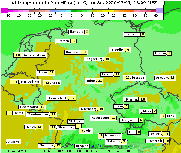 Temperatur, 1. 3. 2026