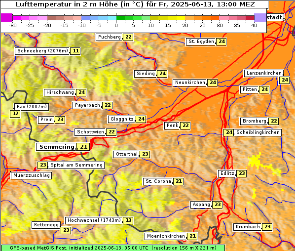 Temperatur, 13. 6. 2025
