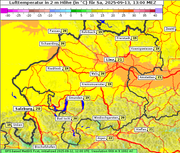 Temperatur, 13. 9. 2025