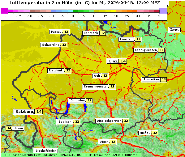 Temperatur, 15. 4. 2026