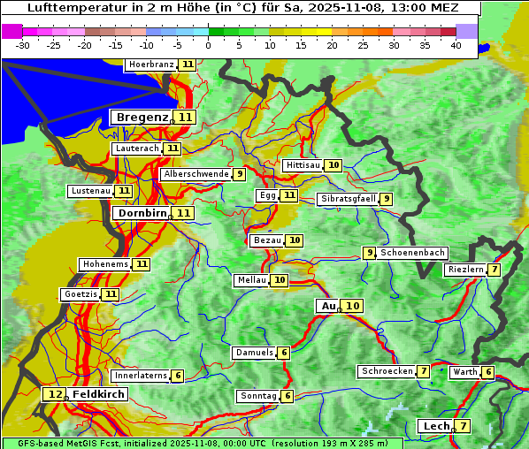 Temperatur, 8. 11. 2025