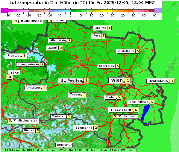 Temperatur, 5. 12. 2025