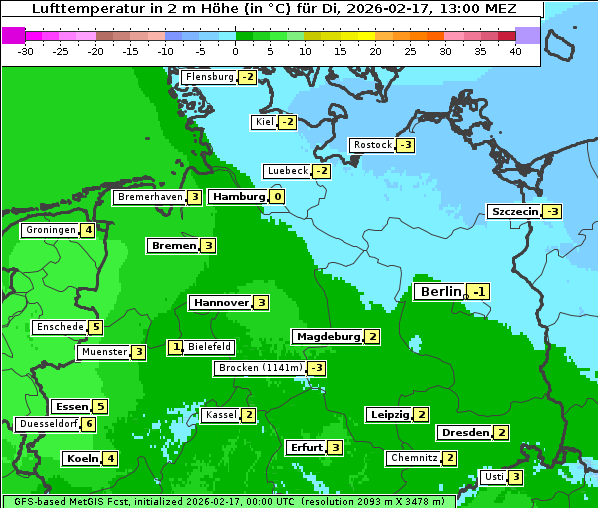 Temperatur, 17. 2. 2026