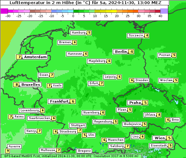 Temperatur, 30. 11. 2024