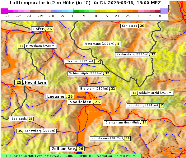 Temperatur, 19. 8. 2025