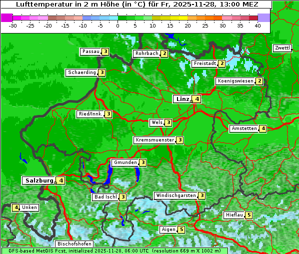 Temperatur, 28. 11. 2025
