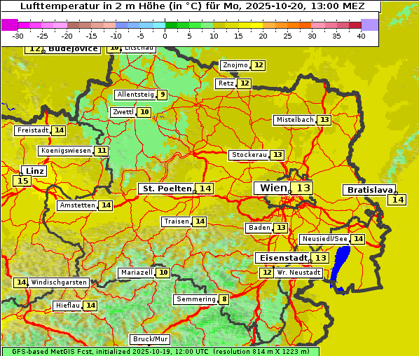 Temperatur, 20. 10. 2025