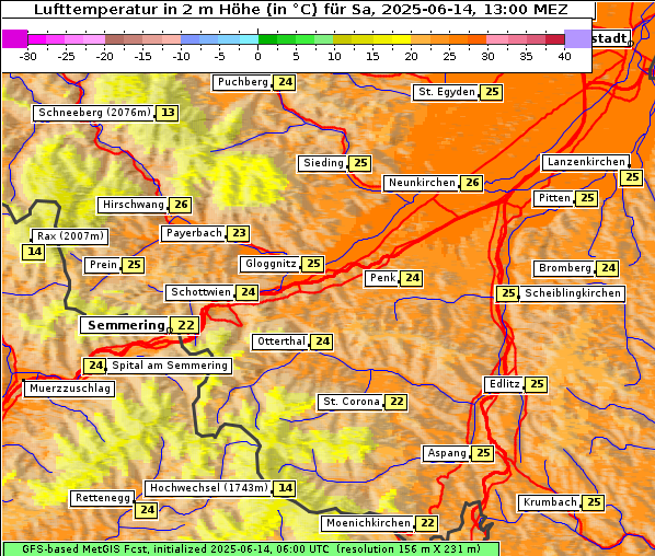 Temperatur, 14. 6. 2025