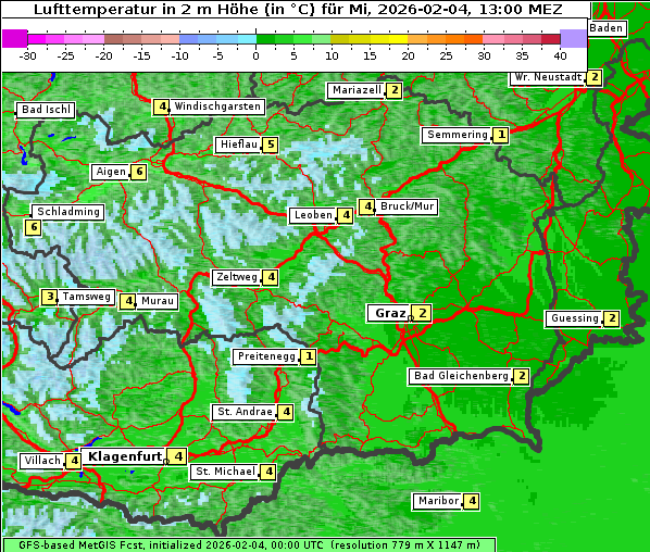 Temperatur, 4. 2. 2026