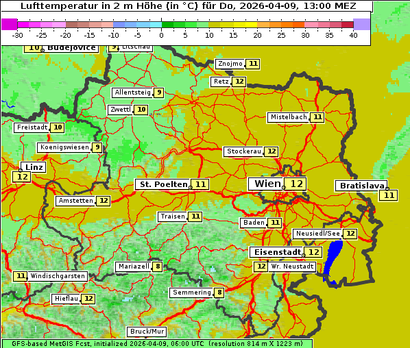 Temperatur, 9. 4. 2026