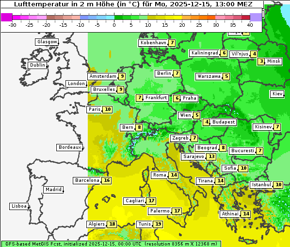 Temperatur, 15. 12. 2025