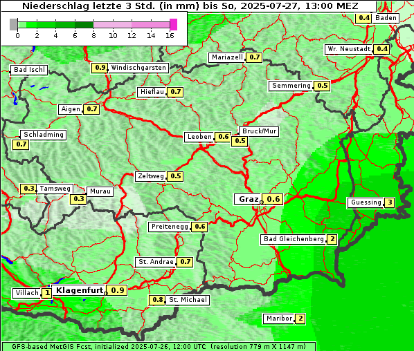 Niederschlag, 27. 7. 2025
