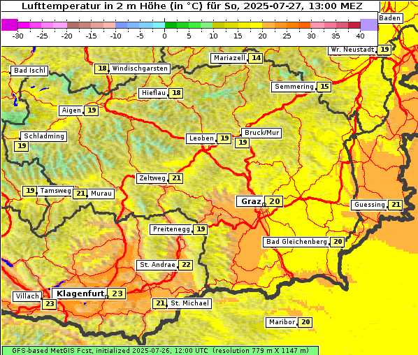 Temperatur, 27. 7. 2025