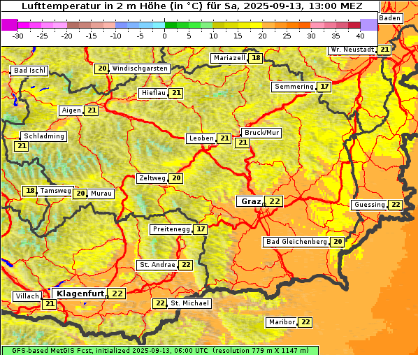 Temperatur, 13. 9. 2025