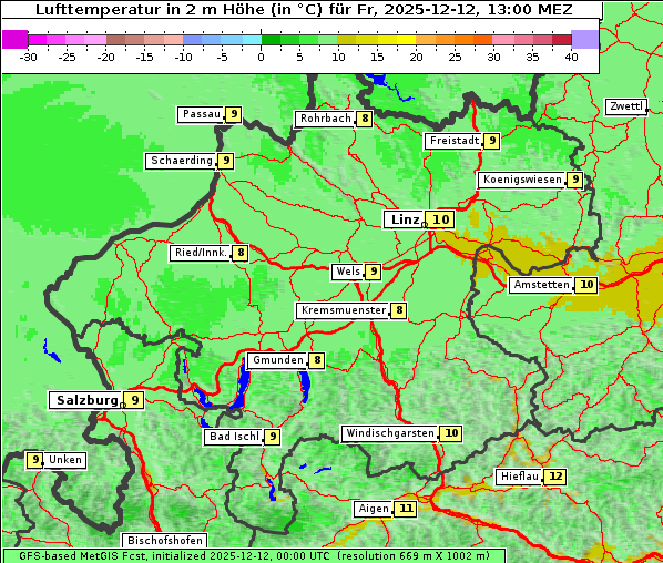 Temperatur, 12. 12. 2025
