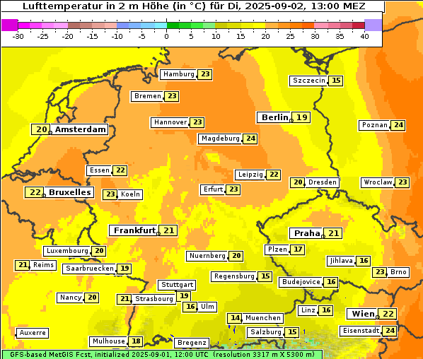 Temperatur, 2. 9. 2025