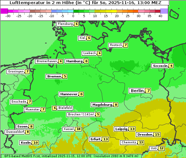 Temperatur, 16. 11. 2025