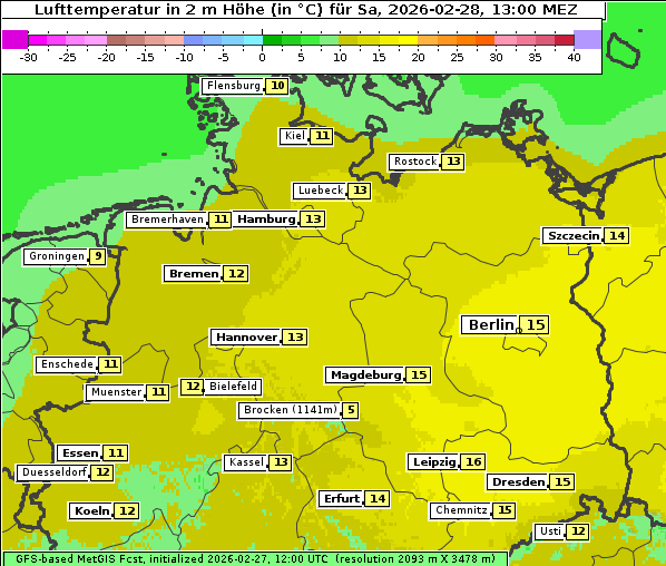 Temperatur, 28. 2. 2026