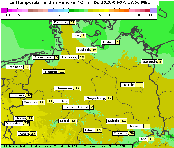 Temperatur, 7. 4. 2026