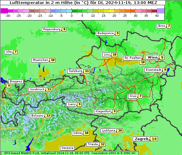 Temperatur, 19. 11. 2024