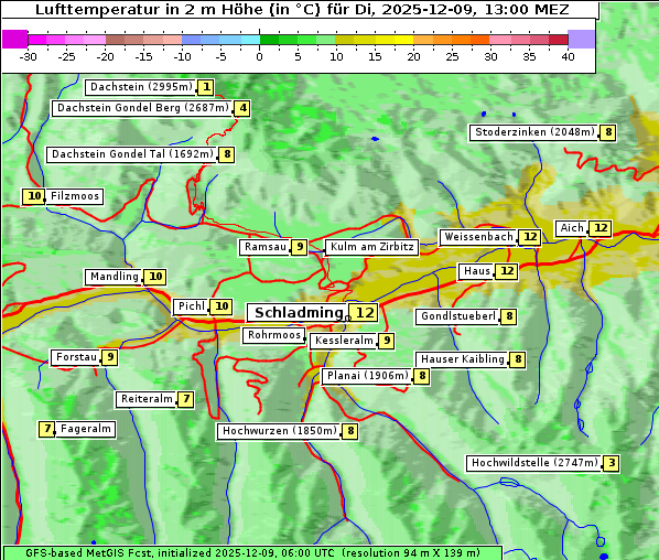Temperatur, 9. 12. 2025