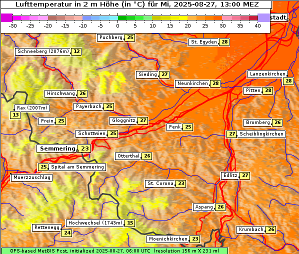 Temperatur, 27. 8. 2025