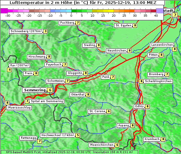 Temperatur, 19. 12. 2025