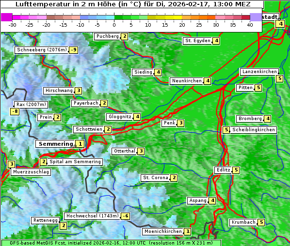 Temperatur, 17. 2. 2026