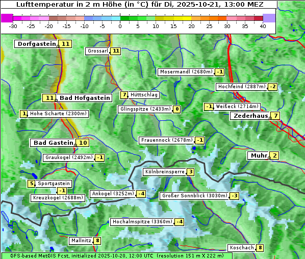 Temperatur, 21. 10. 2025