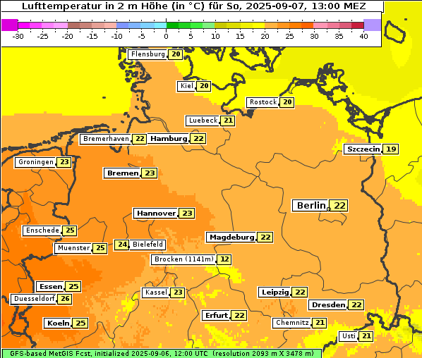 Temperatur, 7. 9. 2025